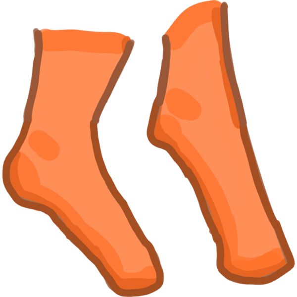 Two orangy feet walking on toes